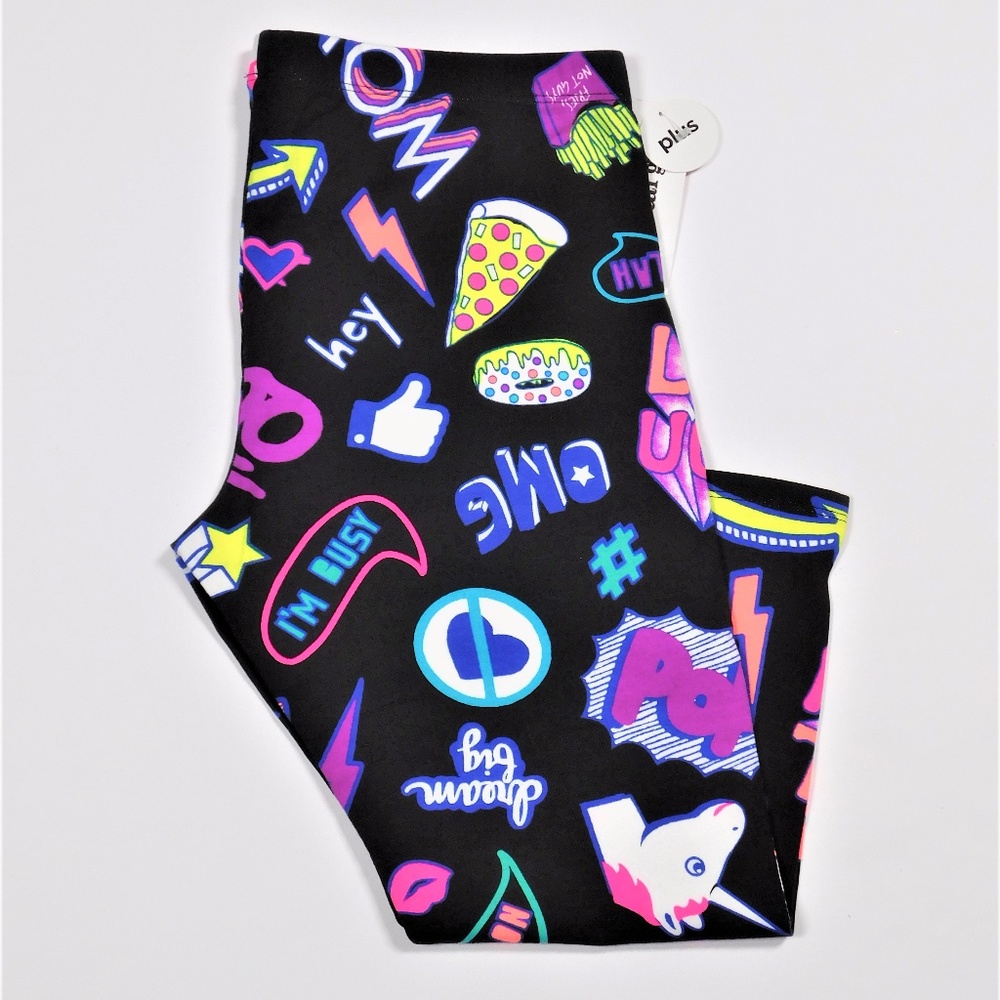 Total Girl Plus Unicorn Graffiti Capri Leggings L